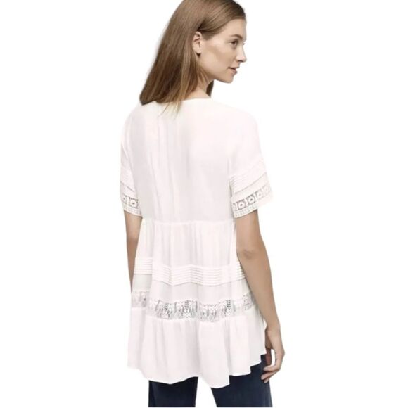 Maeve Boho Tiered Lace Crochet Tunic Top Ivory White Women’s Size Extra Small XS - Picture 6 of 9